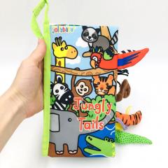 Мягкая тактильная книга Jungly Tails на английском для малышей о животных джунглей
