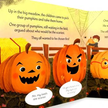 The Happy Pumpkin картонная книга на английском, книги о хэллоуин на английском для малышей, детские книги на английском издательства DK, купить английские книги для детей, картонные английские книги, board books на английском купить с доставкой