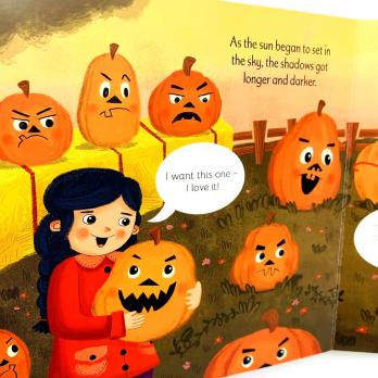 The Happy Pumpkin картонная книга на английском, книги о хэллоуин на английском для малышей, детские книги на английском издательства DK, купить английские книги для детей, картонные английские книги, board books на английском купить с доставкой