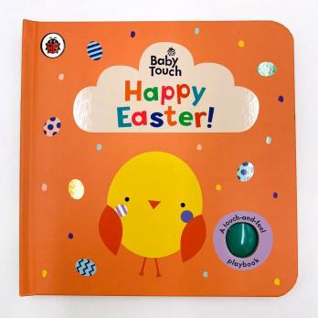 Baby Touch Happy Easter книга на английском языке купить, детские картонные книги на английском, купить книги про пасху на английском, чтение на английском о пасхе для детей, магазин английских книг детям, тактильная книга на английском, shopverashop