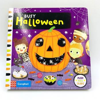 Busy Halloween картонная книга на английском языке про Хэллоуин, хэллоуин на английском книги для детей, изучаем хэллоуин книги для детей, купить литературу для детей на английском, английские картонные книги, первые книги на английском для малышей