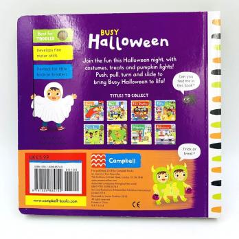 Busy Halloween картонная книга на английском языке про Хэллоуин, хэллоуин на английском книги для детей, изучаем хэллоуин книги для детей, купить литературу для детей на английском, английские картонные книги, первые книги на английском для малышей