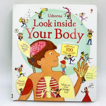 LOOK INSIDE YOUR BODY книга на английском языке с открывающимися флэпами Usborne, Тело Человека