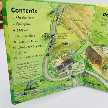 Usborne Look Inside a FARM книга на английском языке для детей ФЕРМА картонная книга с флэпами открывающимися окошками
