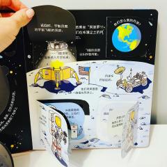 Книга о космосе для детей на китайском языке с окошками флэпами серия Usborne Look Inside