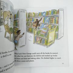 Curious George visits the Library книга на английском купить, Curious George купить, книги на английском для детей купить, сборник детских книг на английском, магазин английских книг, английская литература для детей